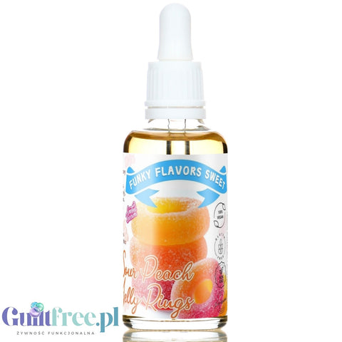 Funky Flavors Sweet Sour Peach Jelly Rings - słodkie kropelki smakowe bez cukru i kalorii, edycja limitowana