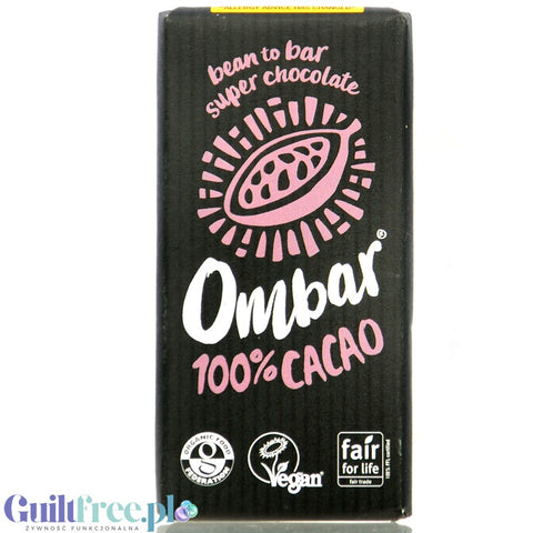 Ombar Bean to Bar Super Raw Chocolate 100% - wegańska surowa organiczna ciemna czekolada bez cukru, słodzików i soi