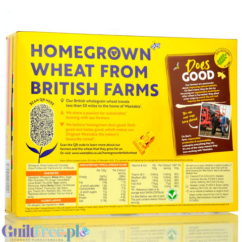 Weetabix Chocolate 24 pieces - pressed whole grain breakfast cereal in briquettes with iron and vitamins