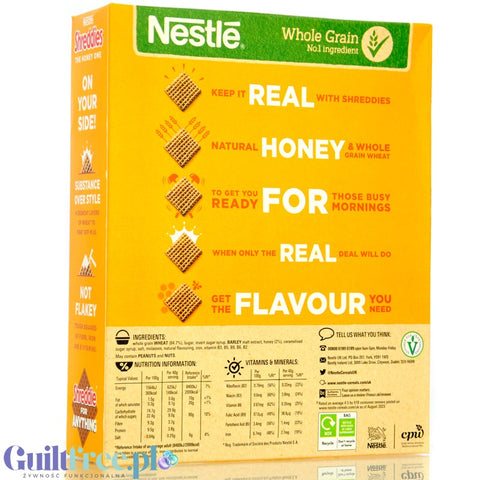 Nestle Shreddies Honey - zawsze chrupiące pełnoziarniste płatki śniadaniowe z miodem i witaminami