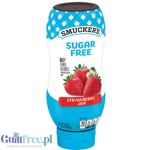 Smucker's Strawberry Jam 0,47KG - dżem truskawkowy bez cukru 80% mniej kalorii w wyciskanej butelce