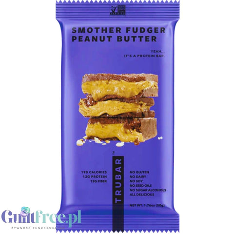 TRUBAR Smother Fudger Peanut Butter - wegański baton białkowy bez glutenu soi i słodzików