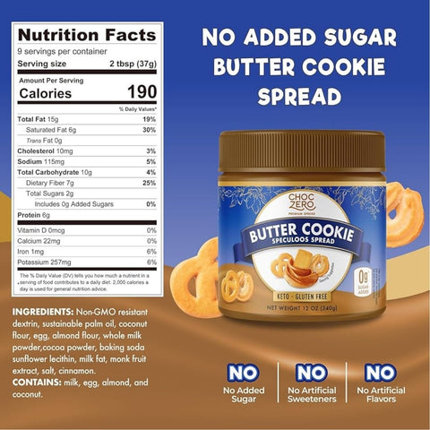 Choc Zero Keto Cookie Butter Spread - keto Speculoos copycat