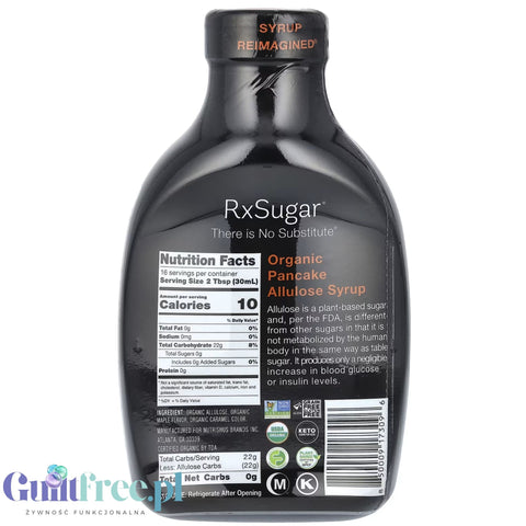 RxSugar Allulose 473ml, Pancake - słodzik, alluloza w płynnym syropie, smak syropu klonowego