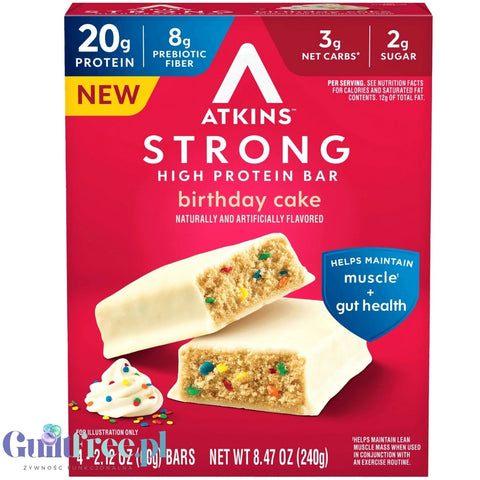 Atkins Strong Birthday Cake - baton białkowy z masłem migdałowym, bez maltitolu