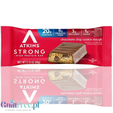 Atkins Strong Chocolate Chip Cookie Dough - baton proteinowy20g białka, bez maltitolu