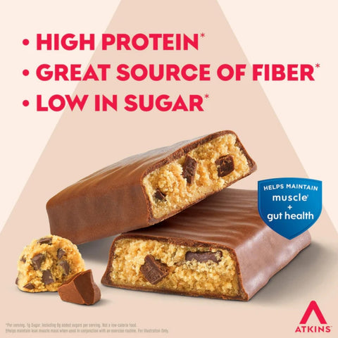 Atkins Strong Chocolate Chip Cookie Dough - baton proteinowy20g białka, bez maltitolu