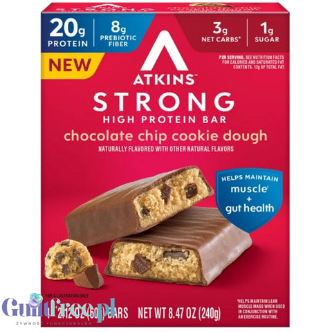 Atkins Strong Chocolate Chip Cookie Dough - baton proteinowy20g białka, bez maltitolu