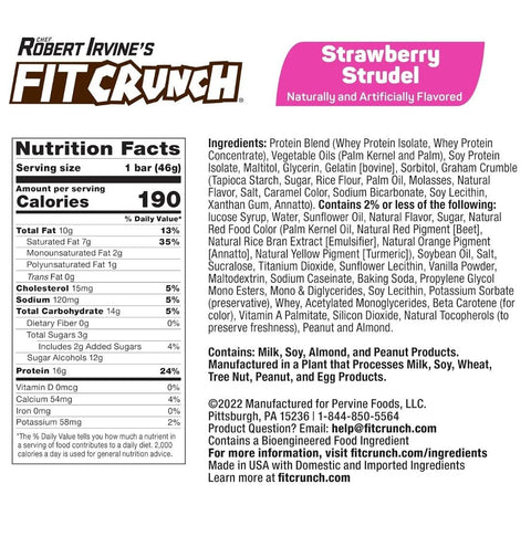 Fit Crunch Strawberry Strudel - wypiekany baton białkowy z WPI o smaku ciasta francuskiego z nadzieniem truskawkowym