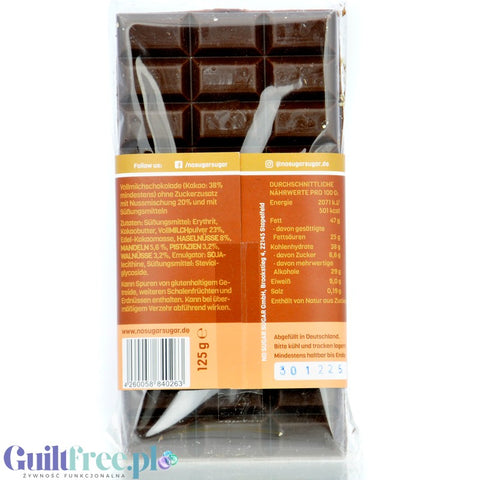 NO SUGAR SUGAR Nuss-Mix - artisanal milk chocolate with various nuts without sugar with erythrol and stevia