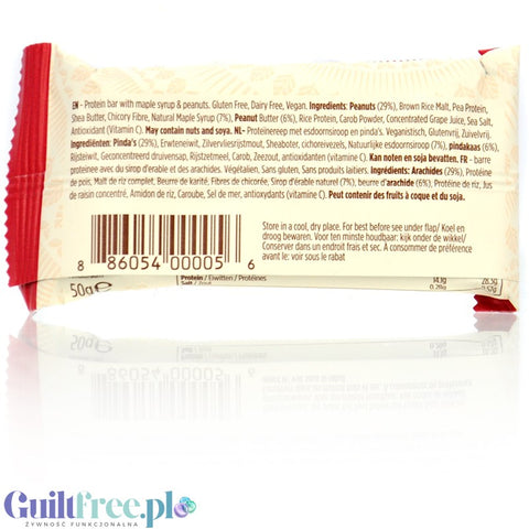 Pulsin Protein Bar Maple & Peanut - vegan protein bar with peanuts and maple syrup