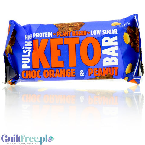 Pulsin Keto Bar Orange Choc & Peanut - vegan bar with xylitol