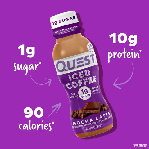 Quest Iced Coffee Mocha Latte RTD - protein chocolate iced coffee 90kcal, sugar free