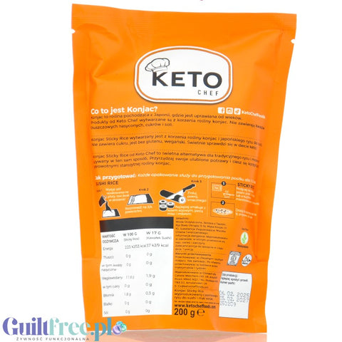 Keto Chef Organic Konjac Sticky Rice - bio makaron shirataki 9kcal, formuła bezzapachowa, Ryż do sushi