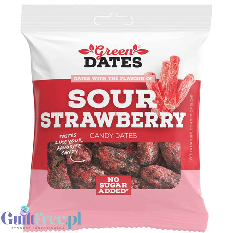 Green Dates Sour Strawberry - dates without added sugar in a sour strawberry sprinkle