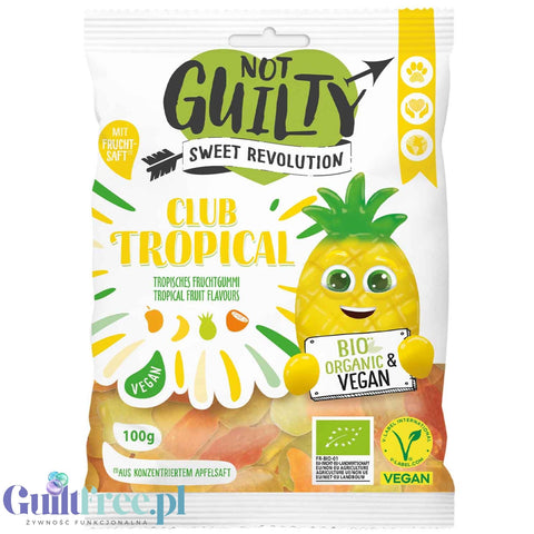 Not Guilty Club Tropical Tropical Fruchtgummi Bio - vegan organic tropical flavored marshmallows and gels.