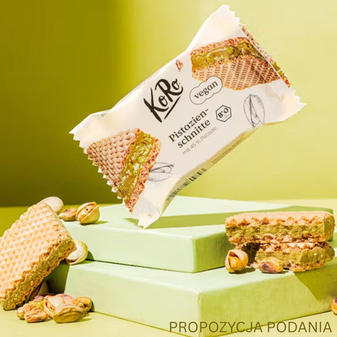 KoRo Bio Pistazienschnitte mit Pistaziencreme - bio wafelek z kremem pistacjowym 45% pistacji!