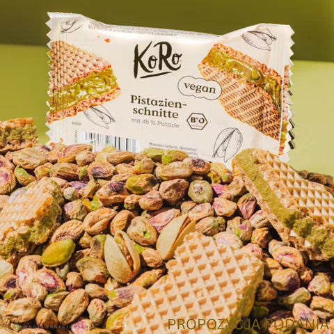 KoRo Bio Pistazienschnitte mit Pistaziencreme - bio wafelek z kremem pistacjowym 45% pistacji!