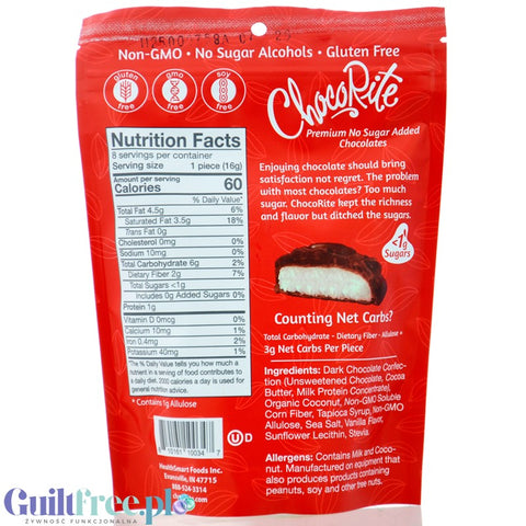 Healthsmart Sweet Nothings ChocoRite Dark Chocolate Coconut - coconut chocolates in a sugar-free dark chocolate coating