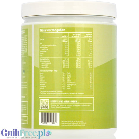 Rocka Nutrition Protein Matcha Latte 600g - wegańska odżywka proteinowa 65mg kofeiny, z matcha i zieloną herbatą