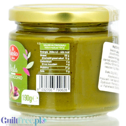 Gusto Etna Pasta di Pistacchio - sycylijski krem pistacjowy 99,9% pistacji bez cukru i słodzików