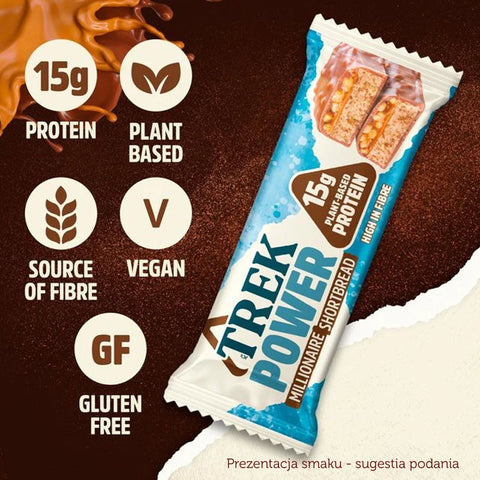 Trek Power Protein Bar Millionaire Shortbread - wegański baton proteinowy 15g białka bez słodzików