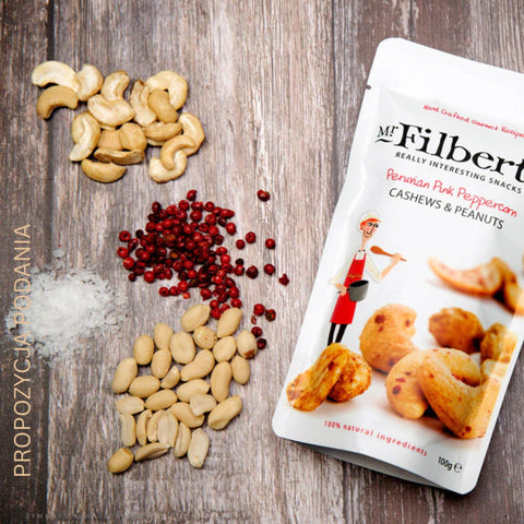 Mr Filbert's Peruvian Pink Peppercorn Cashew & Peanuts - nerkowce i orzechy arachidowe z różowym pieprzem
