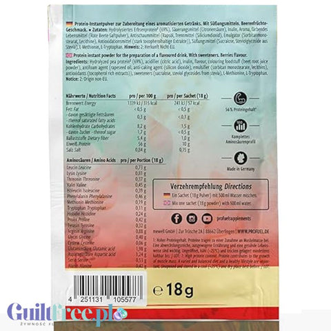 Pro Fuel Clear Protein Vegan Red Berry Fusion - wegański klarowny hydrolizat, lekka odżywka białkowa ze stewią