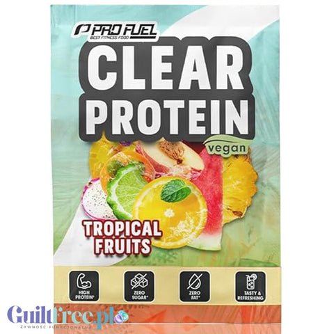 Pro Fuel Clear Protein Vegan Tropical Fruits - vegan clear hydrolysate, lightweight protein supplement with stevia