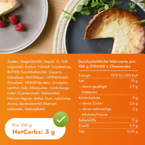 STEINER's Low Carb Cheesecake - low carbohydrate ready-to-eat sugar-free cheesecake