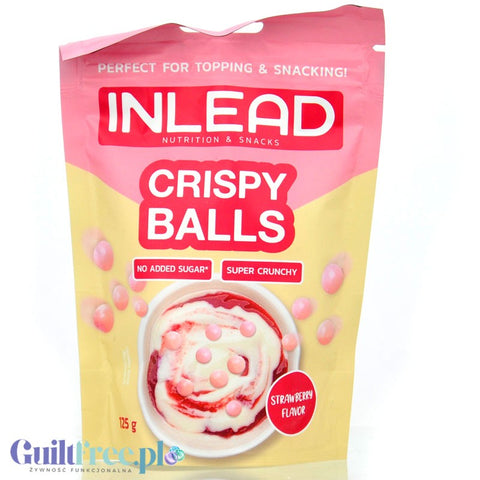 Inlead Crispy Balls Strawberry - chrupiące kuleczki kukurydziane w truskawkowej białej czekoladzie bez cukru
