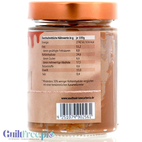 Soulfood Salz Karamell Creme - turbo kremowy krem o smaku solonego karmelu, bez cukru, maltitolu i oleju palmowego