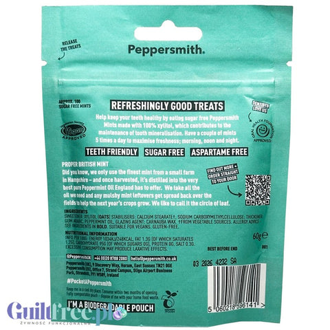 Peppersmith Spearmint Mighty Pouch 60g - chewing gum with xylitol, Curly Mint 100 lozenges