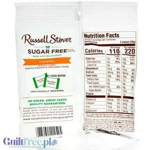 Russel Stover Stevia Caramel Chocolate - sugar-free chocolates with caramel filling