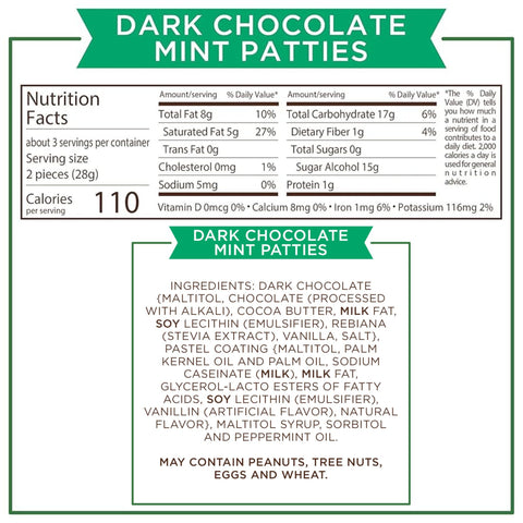 Russel Stover Stevia Mint Patties - nadziewane czekoladki bez cukru z masą miętową