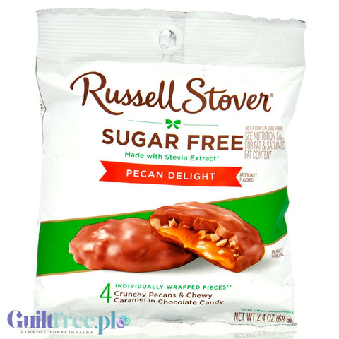 Russel Stover Pecan Delights - stuffed chocolates with caramel and sugar-free pecans