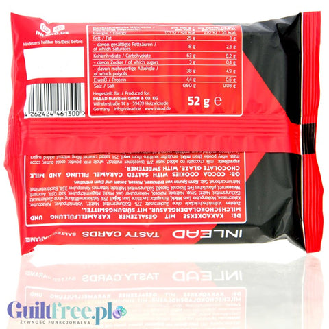 Inlead Tasty Card Salted Caramel – kakaowe ciastka bez cukru z solonym karmelem w polewie z mlecznej czekolady