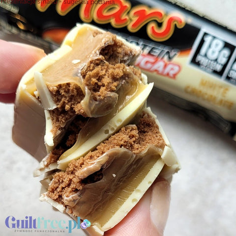Mars Hi-Protein Low Sugar White Chocolate - niskocukrowy baton proteinowy z karmelem 18g białka
