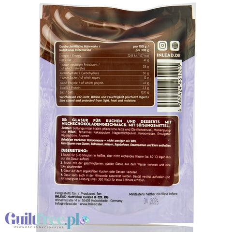 Inlead Choc Coating Milk Choc - ready-made sugar-free chocolate coating for cakes and desserts