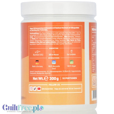 Rocka Nutrition Protein Shake Hazelnut Cream 300g - vegan protein supplement 5 protein sources, gluten and nut free