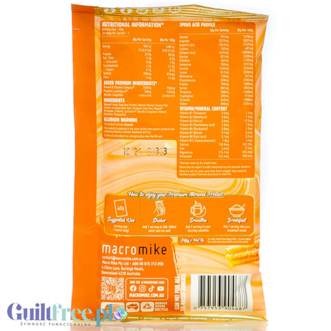 Macro Mike Almond Plant Protein, Cinnamon Churro, 40g - wegańska migdałowa odżywka białkowa