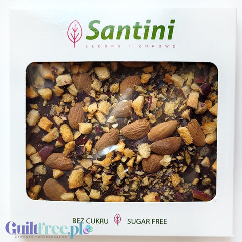 Santini sugar free dark chocolate with plums, almonds and cardamon