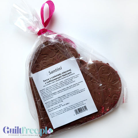 Santini Heart - artful sugar-free milk chocolate with raspberries