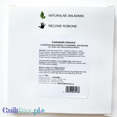 Santini handmade sugar-free milk chocolate with raspberry, strawberry and currant