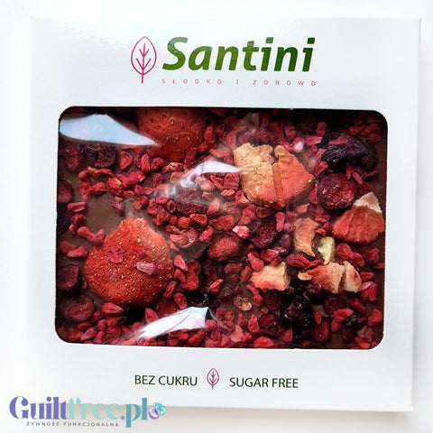 Santini handmade sugar-free milk chocolate with raspberry, strawberry and currant