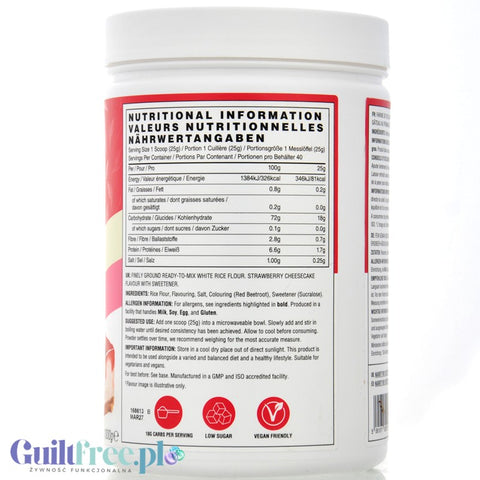 Naughty Boy Cream Of Rice Strawberry Cheesecake 1kg - sugar-free rice gruel, recovery workout meal