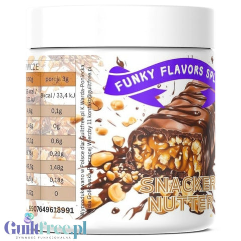 Funky Flavors Splash Snacker Nutter 50g - aromat słodzący w proszku bez cukru, smak Batonika z Orzechami, Karmelem i Czekoladą