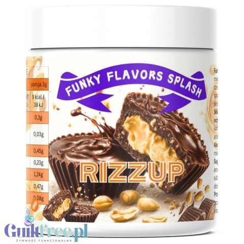 Funky Flavors Splash Rizzup 50g - aromat słodzący w proszku bez cukru, smak Czekolady z Masłem Orzechowym
