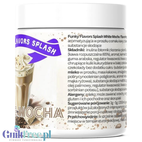 Funky Flavors Splash White Mocha 50g - sugar free sweetener powder, white chocolate coffee flavor