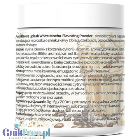 Funky Flavors Splash White Mocha 50g - sugar free sweetener powder, white chocolate coffee flavor